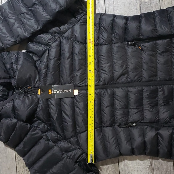 SLOW DOWN Women Hooded Lightweight Down Puffer Jacket, Sz S, Black - Picture 6 of 9